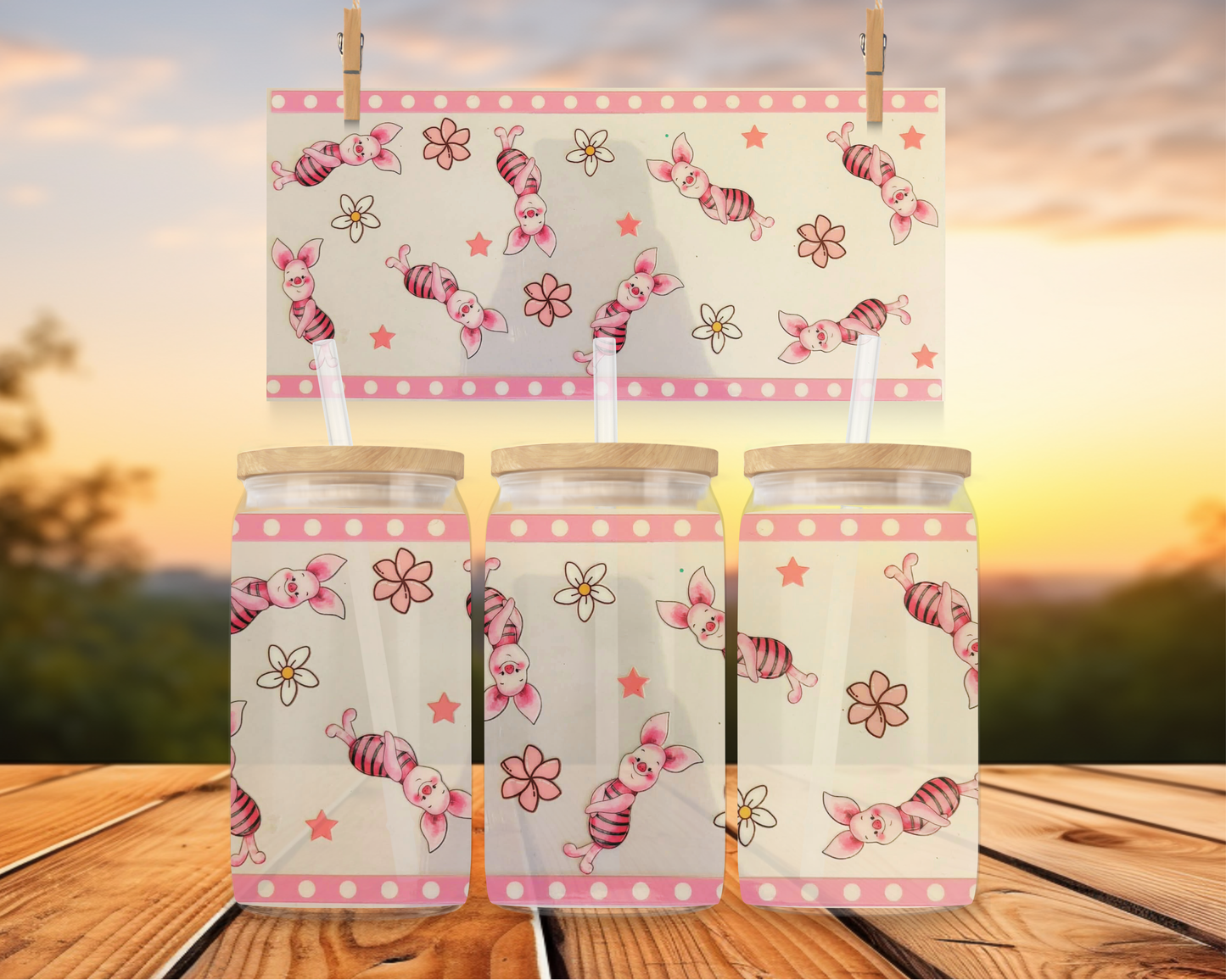 Piglet With White And Pink Flowers