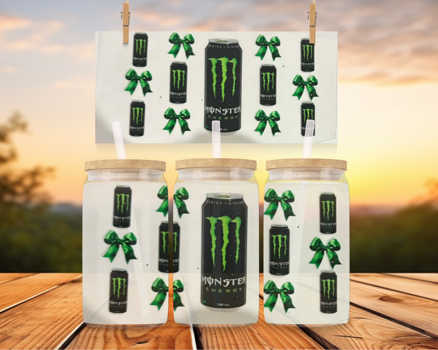 Monster Energy With Green Bows