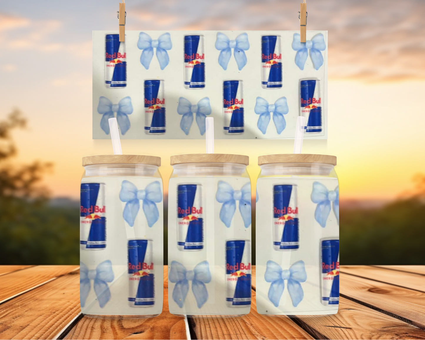 Red Bull With Blue Bows
