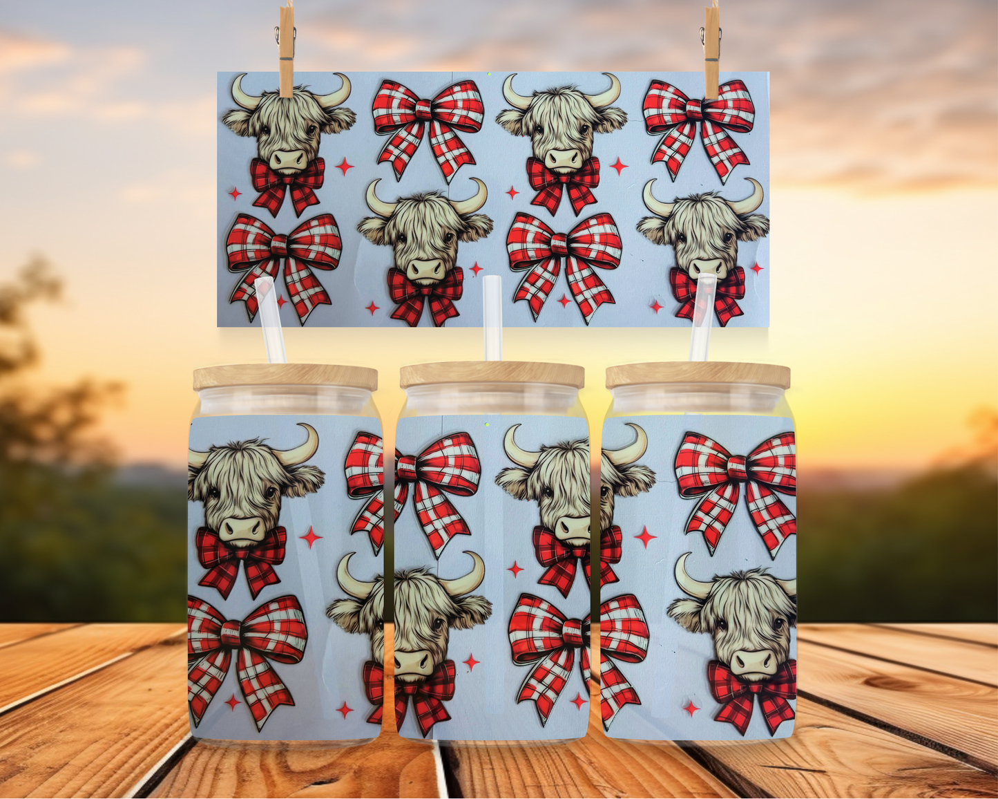 Highland Cow & Red Bows