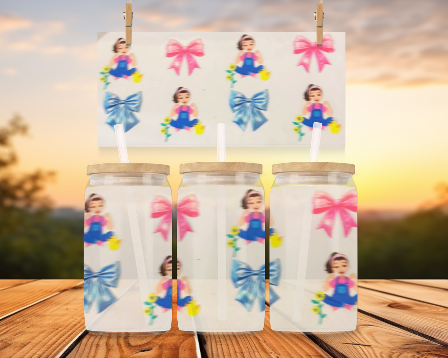 Snow White With Pink And Blue Bows