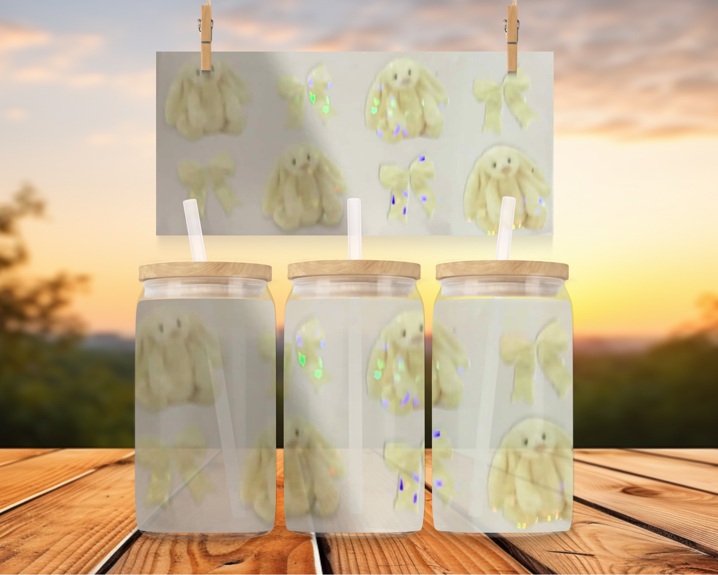 White Bunny Jelly Cat With Bows (holographic)