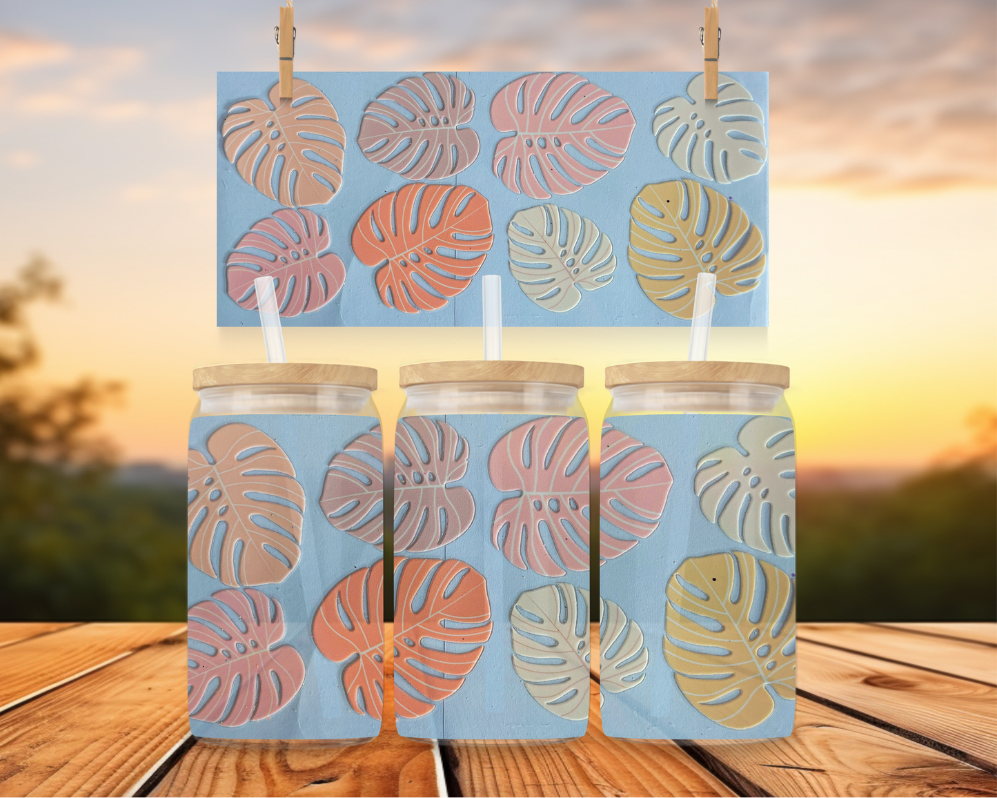 Pastel Monstera Leafs