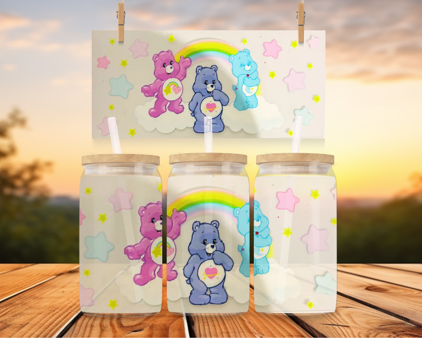 Purple, Pink And Blue Care Bears