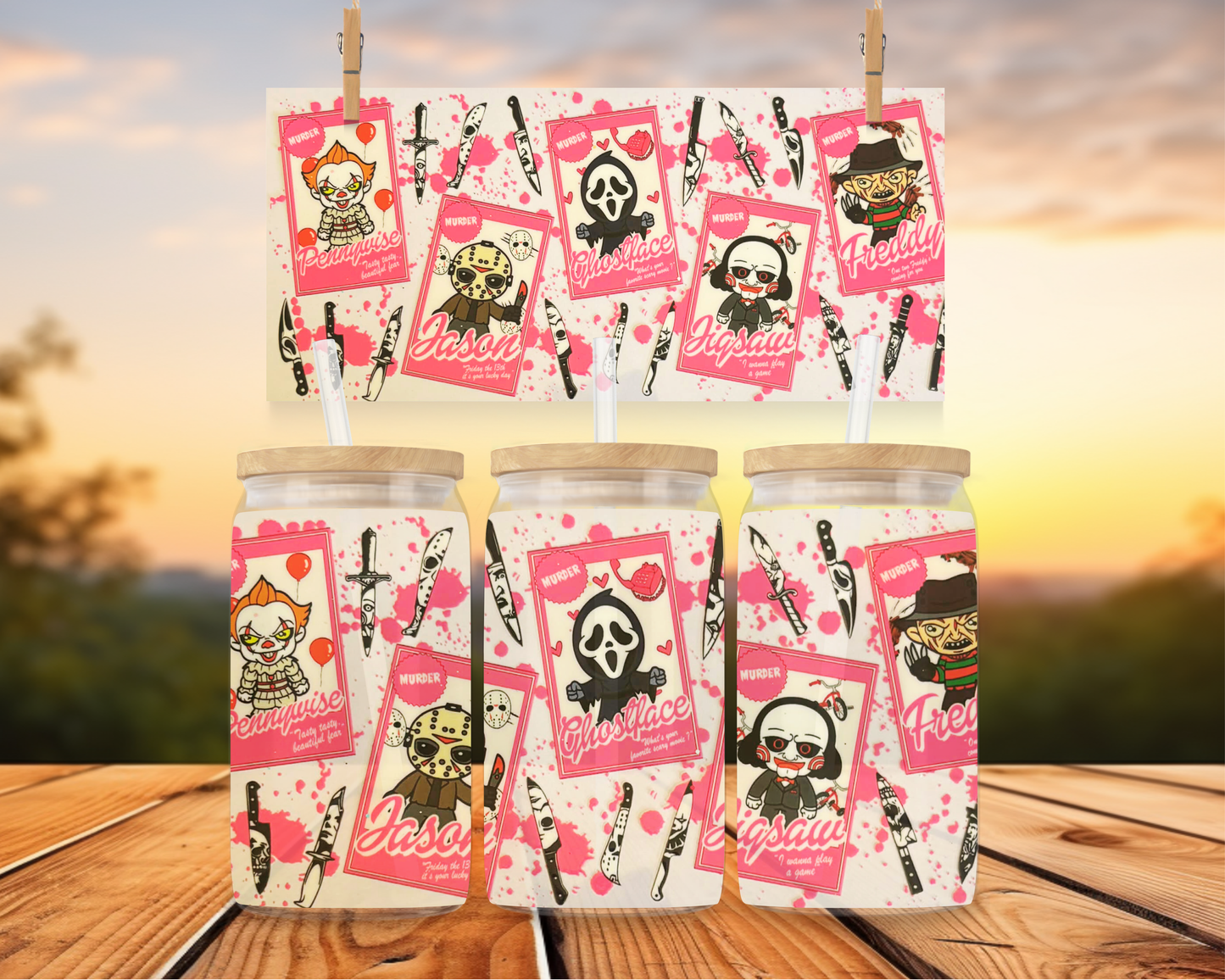 Cartoon Horror Characters Pink