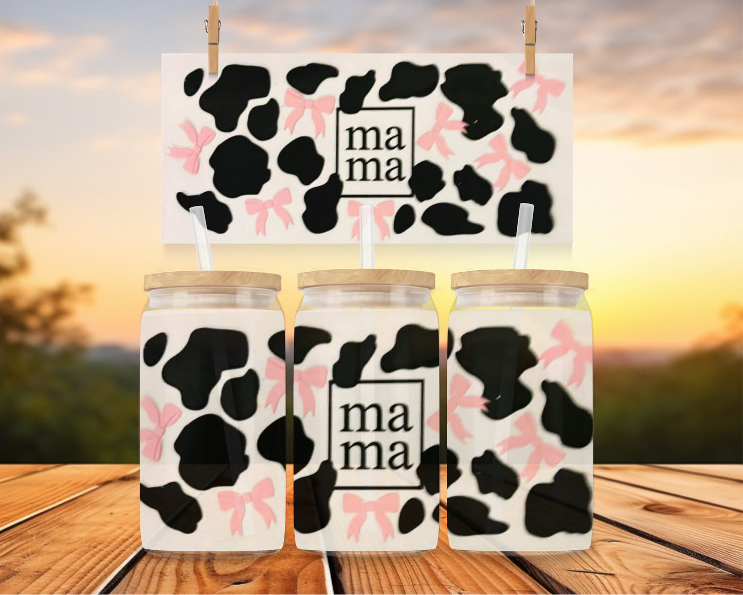 Mama Cow Print And Bows