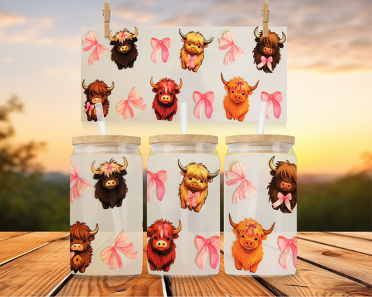 Pink Bows & Multiple Coloured Highland Cows