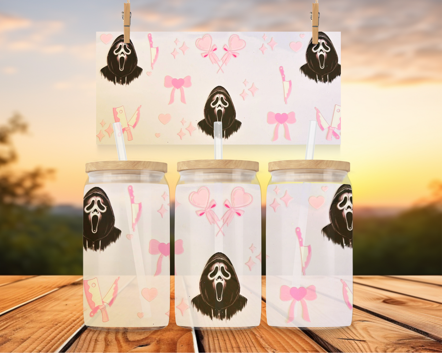 Ghost Face With Pink Bows