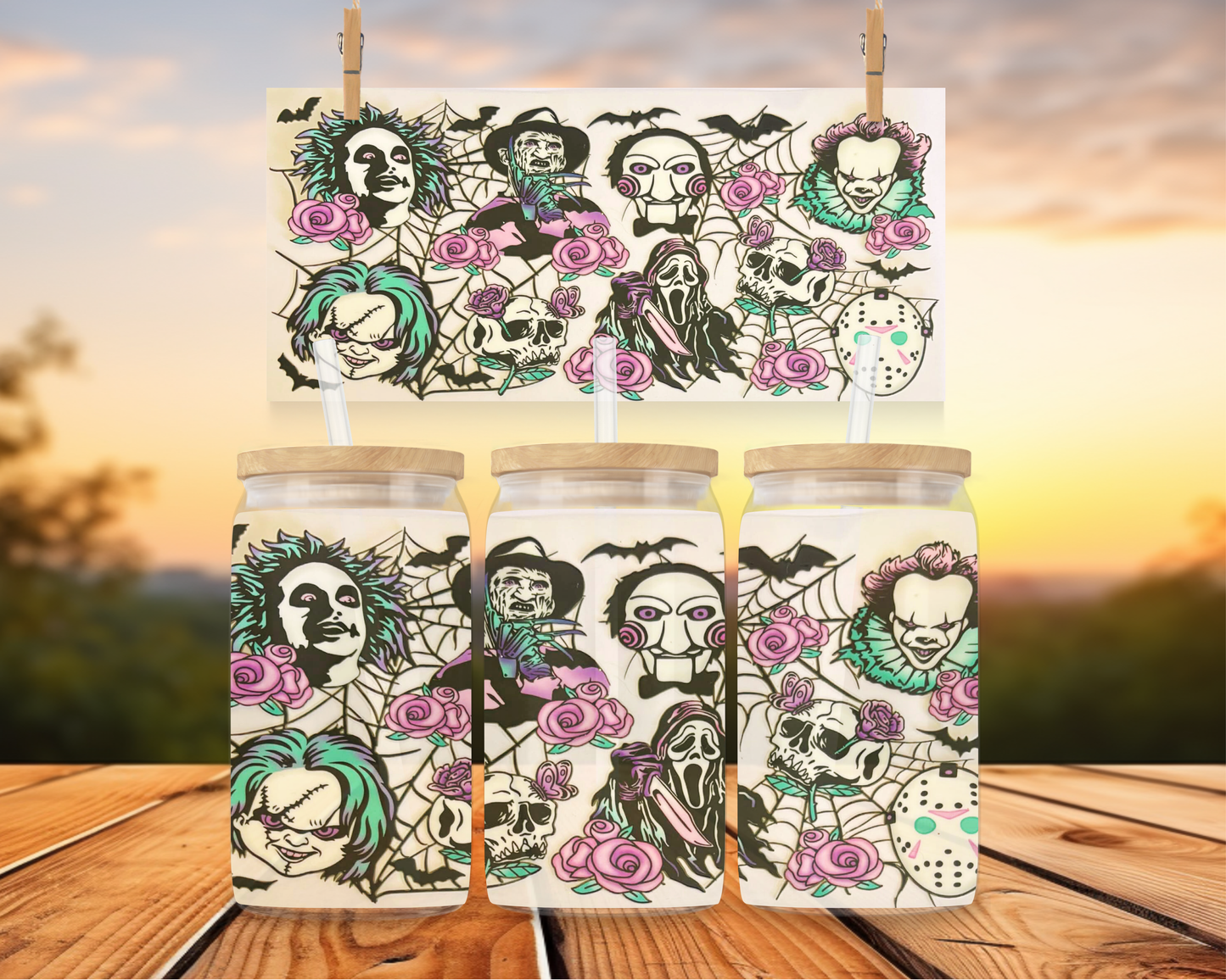 Horror Faces With Roses