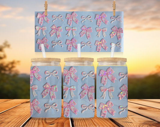 Floral Pink Bows Holographic