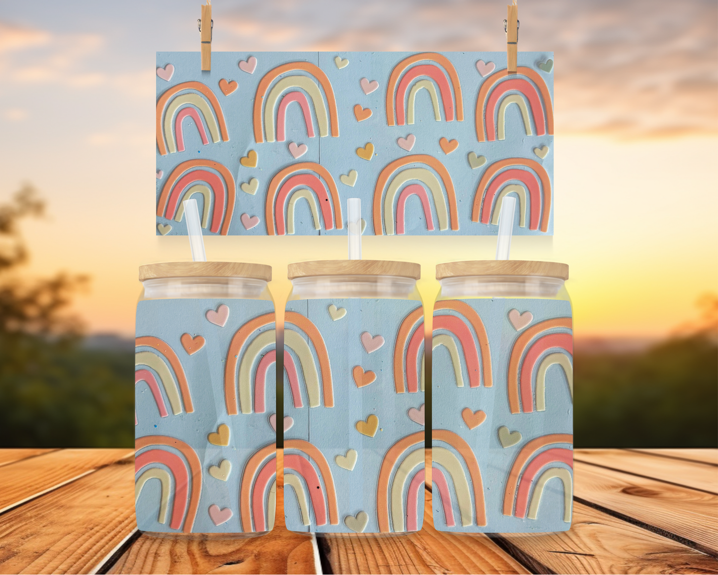 Pastel Rainbows & Hearts