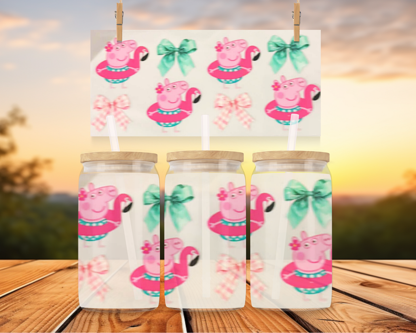 Peppa Pig With Pink/Teal Bows