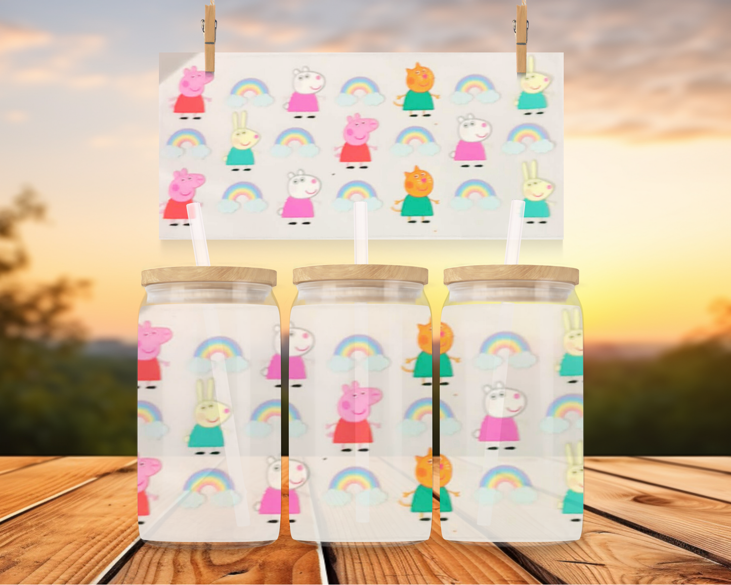 Peppa Pig Characters With Rainbows