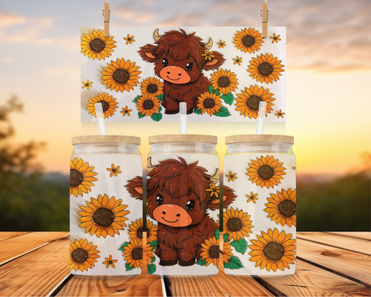 Sunflower Highland Cow