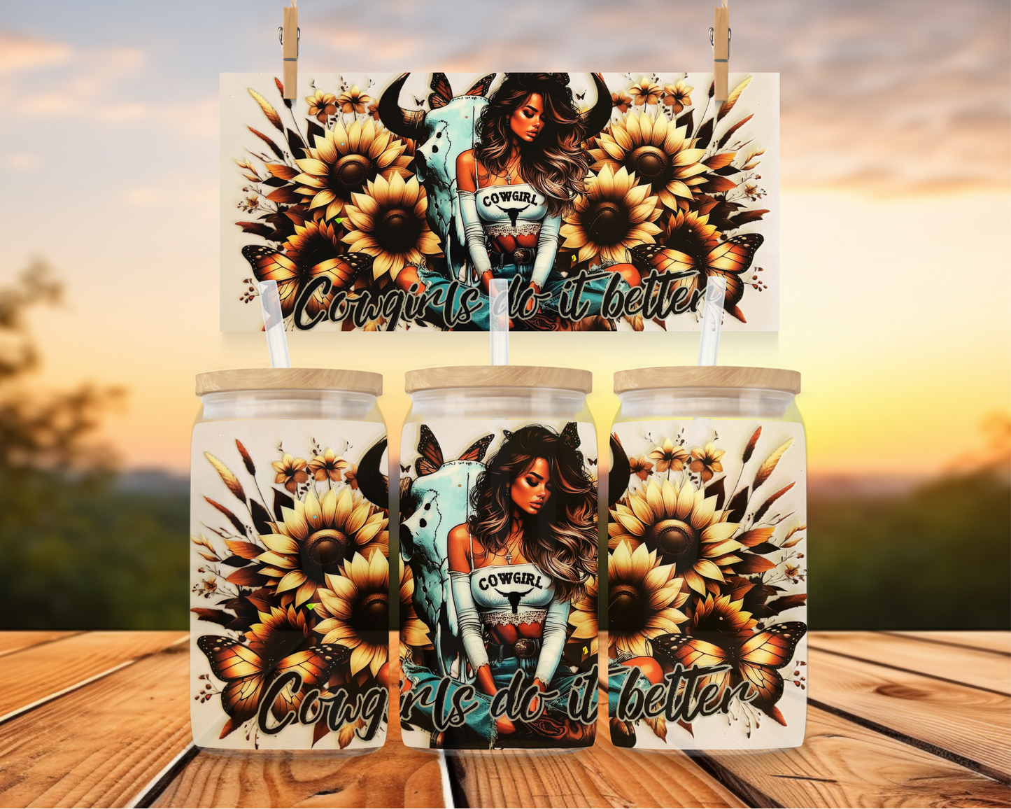 Cowgirl With Sunflowers