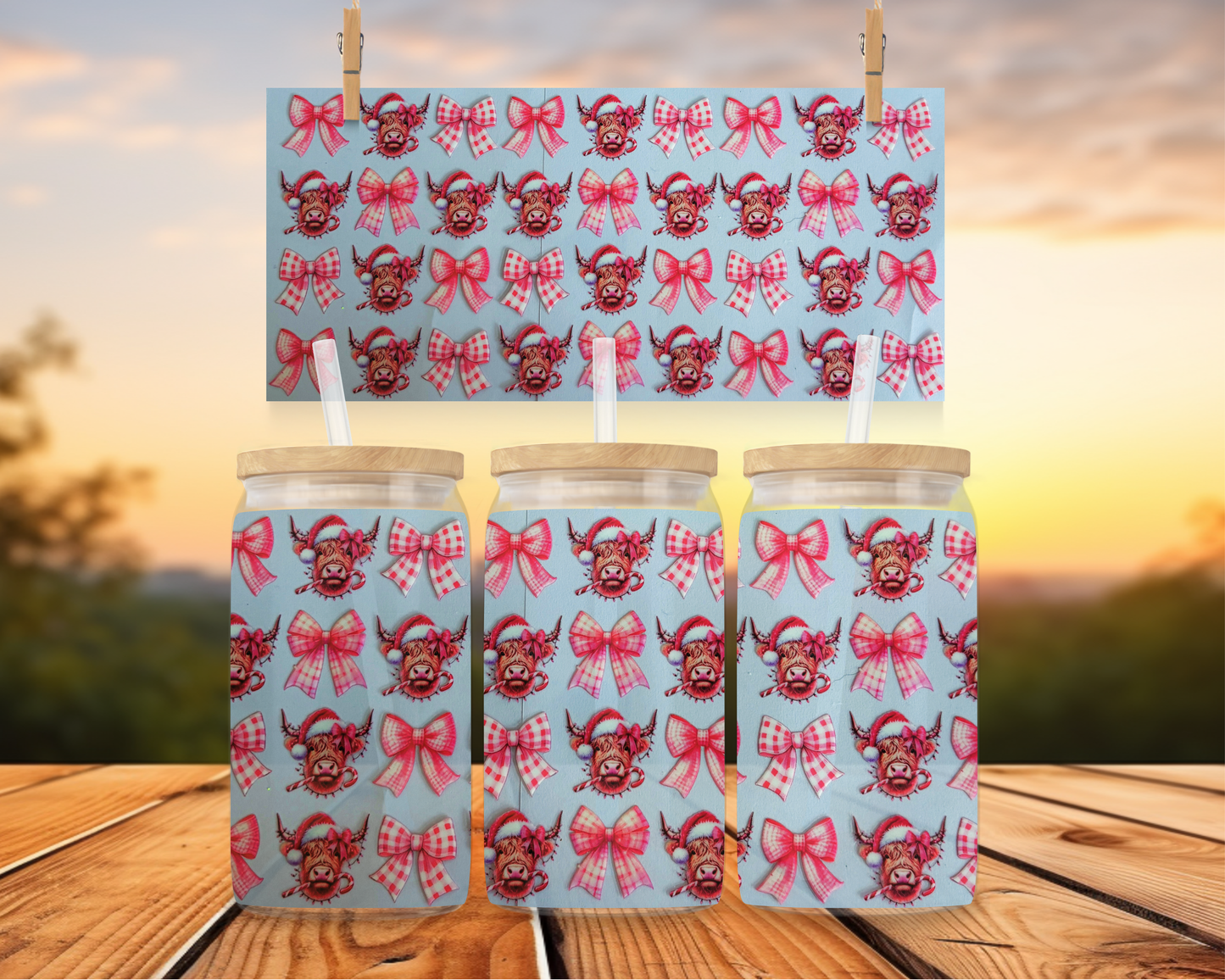 Highland Cow & Pink Bows