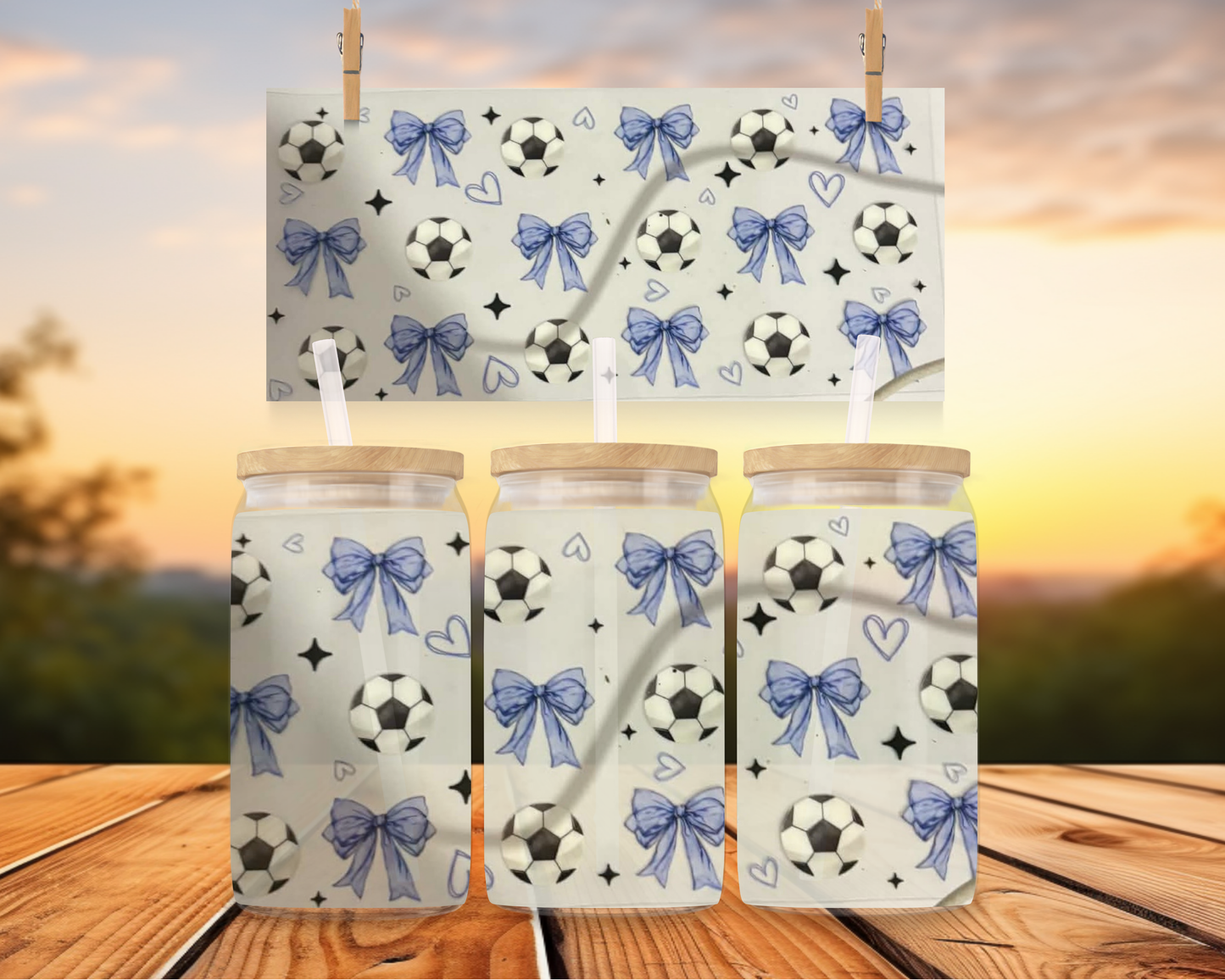 Soccer Balls And Blue Bows