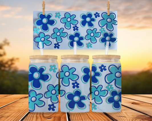 Blue Retro Flowers