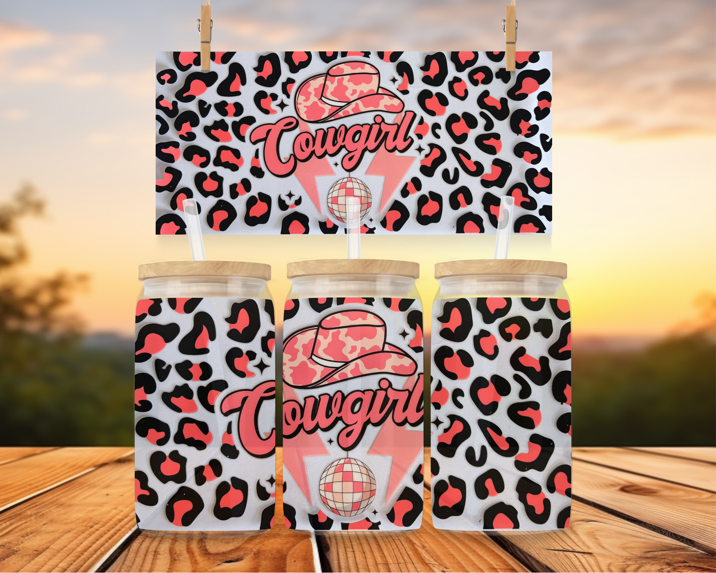 Cowgirl With Leopard Print Background