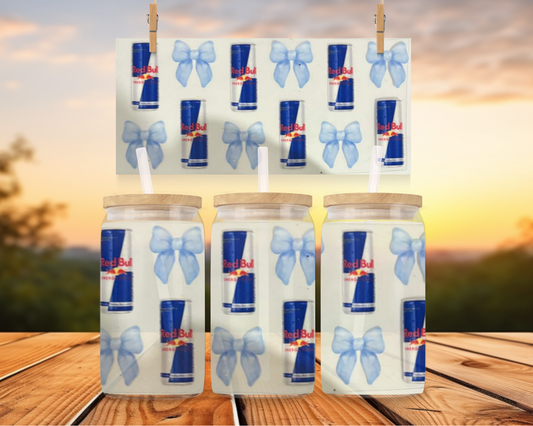 Red Bull With Blue Bows