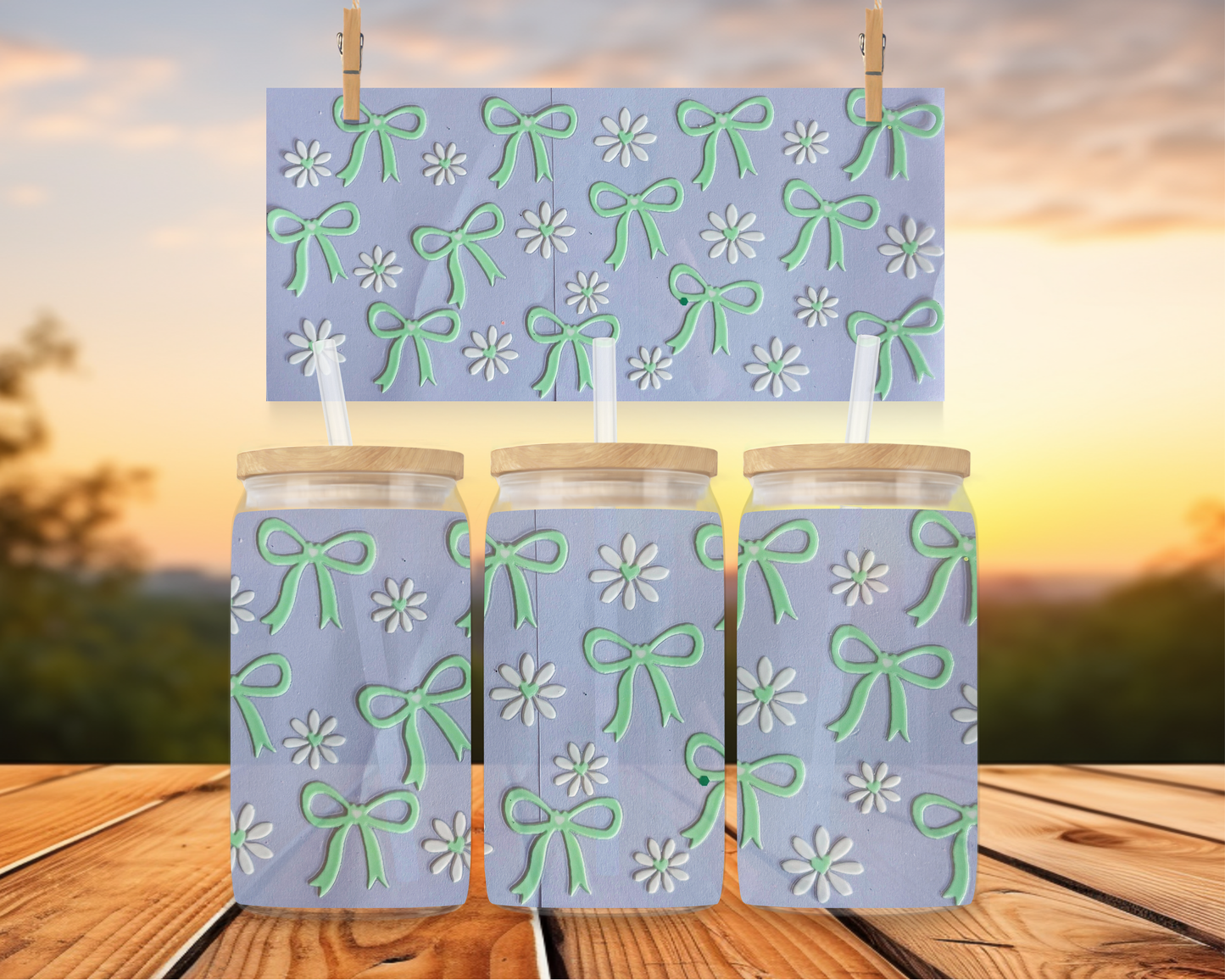 Mint Bows & Daisies