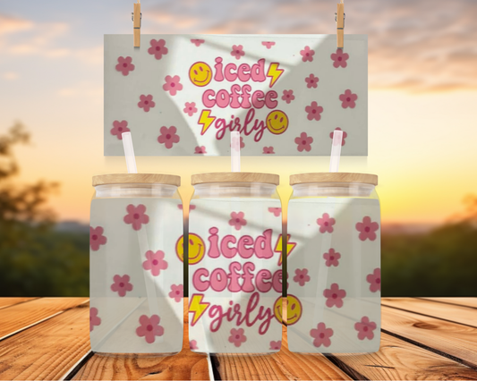 Iced Coffee With Pink Flowers
