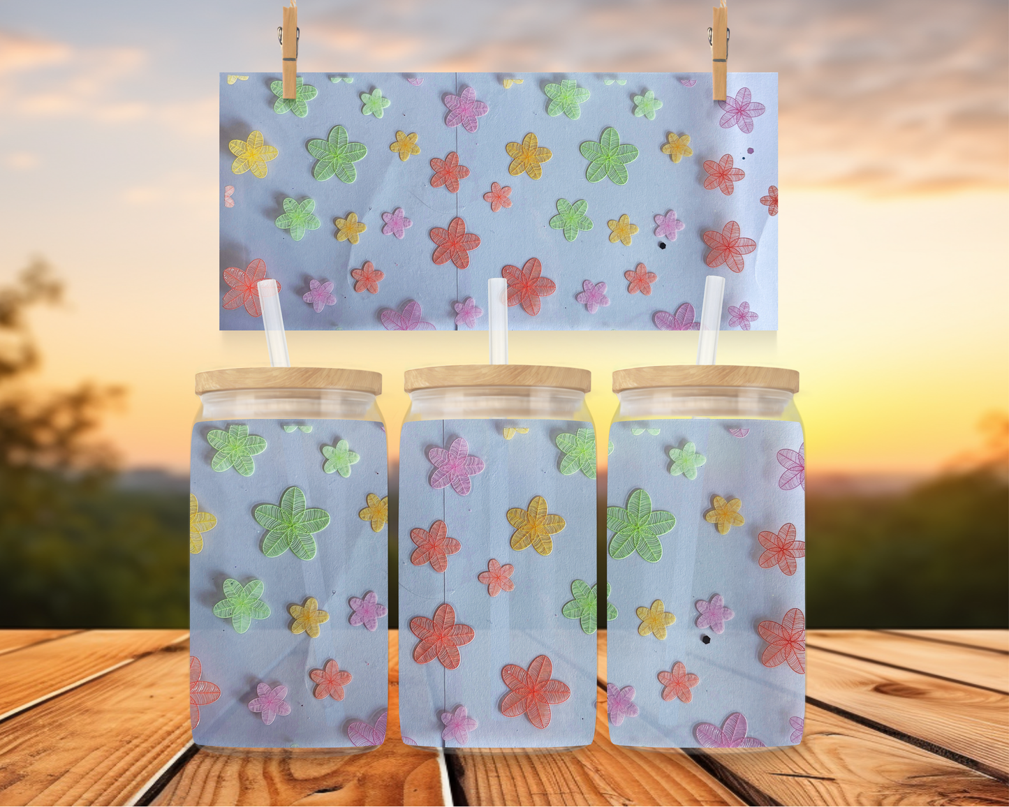 Pastel Outline Flowers