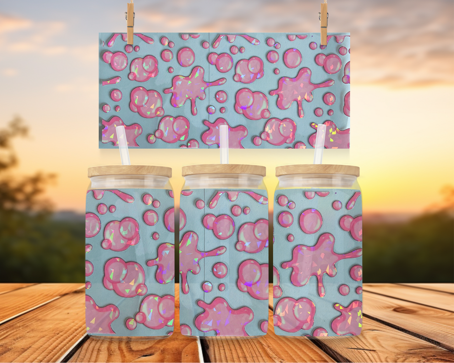 Pink Paint Splatter Holographic