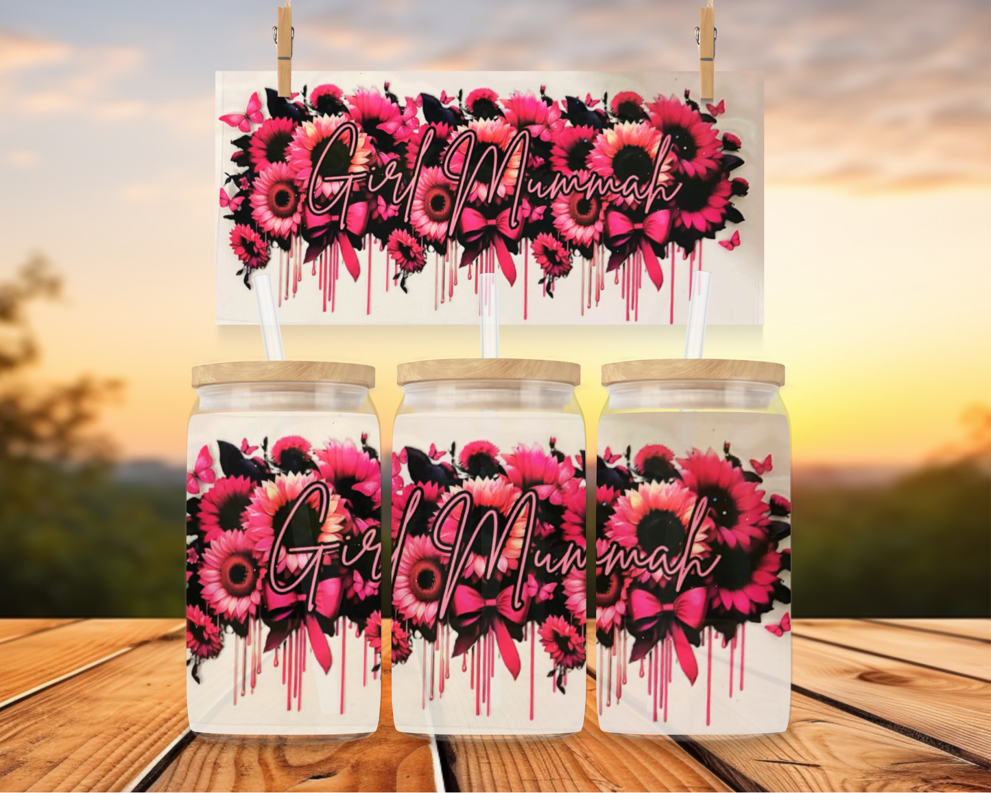 Girl Mumma With Pink Sunflowers