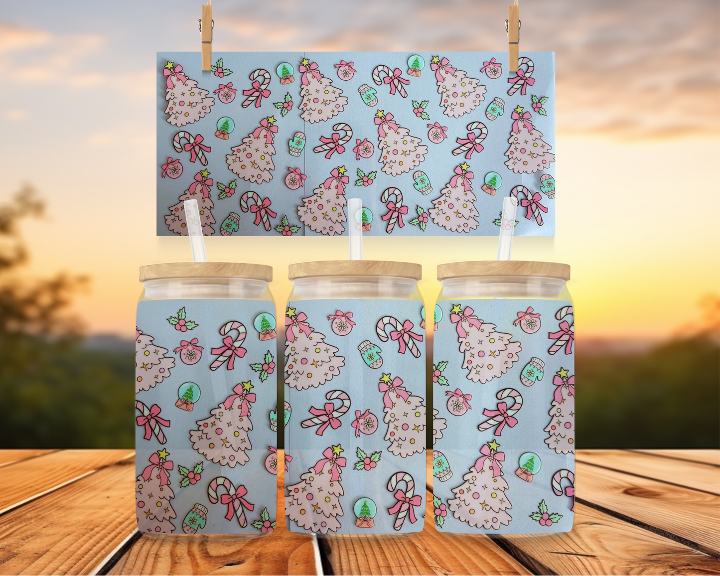 Pastel Pink Christmas Forest