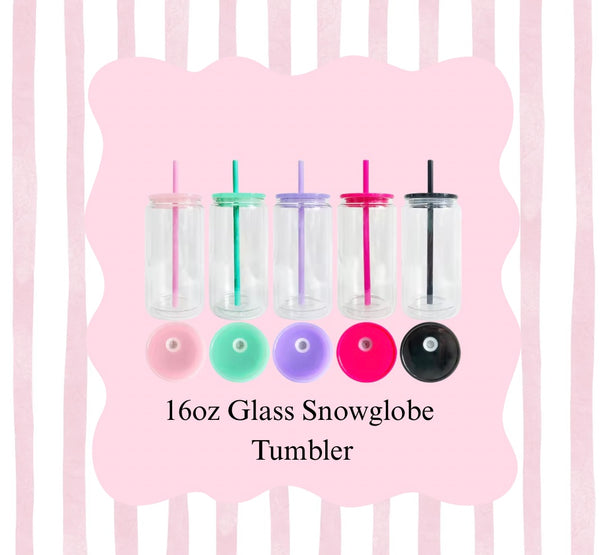 16oz Glass Snowglobe Tumbler