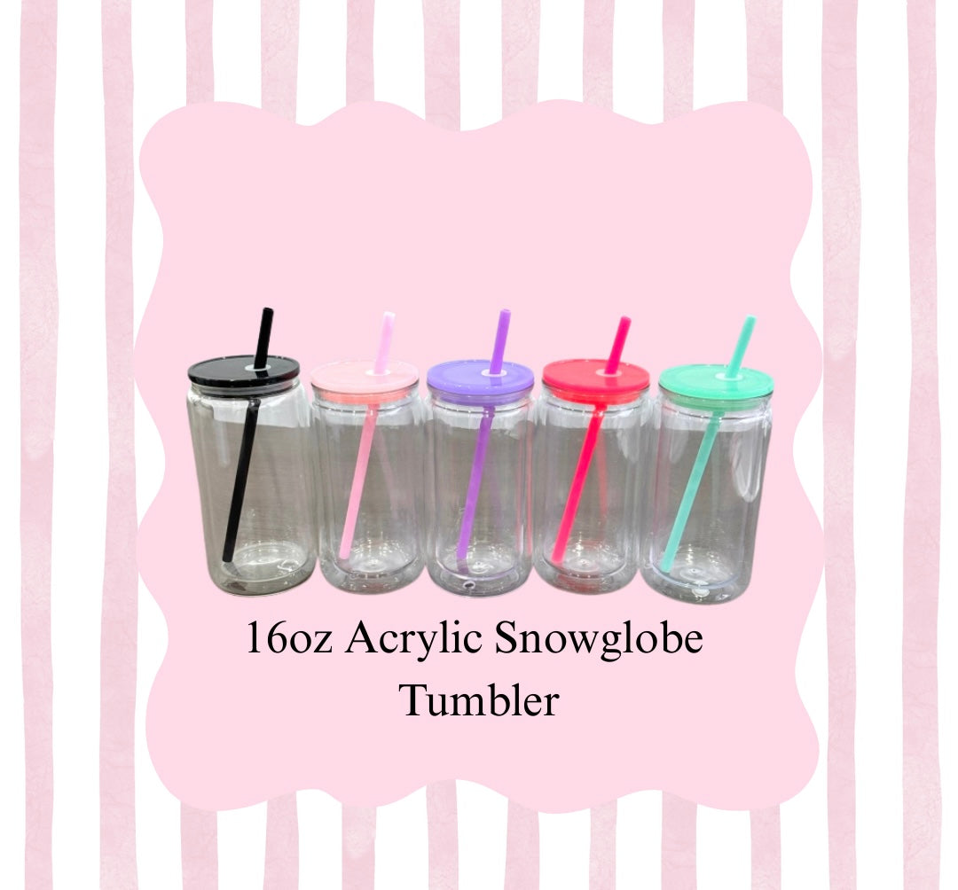 16oz Acrylic Snowglobe Tumbler