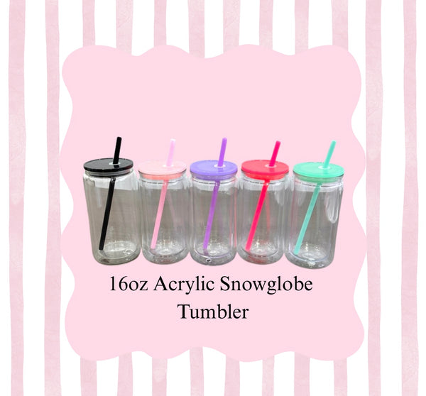 16oz Acrylic Snowglobe Tumbler